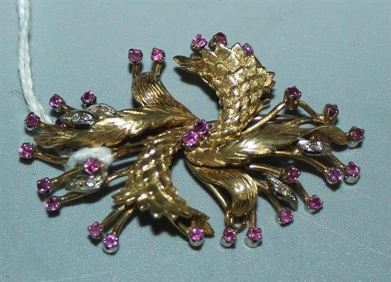 Ruby spray brooch